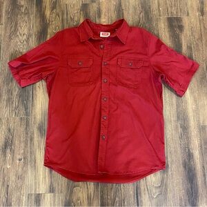 Wrangler short sleeve button down shirt size large red cotton casual